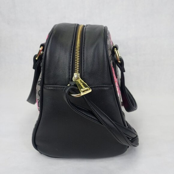 Juicy Couture Purse Black White Billboard Tote Pink Flower Satchel Bag Logo - Picture 3 of 16